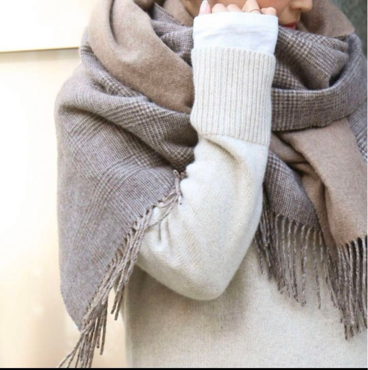 美品】THROW スロー ドゥーズィエムクラス カシミア 大判 美品】THROW スロー ドゥーズィエムクラス カシミア 大判