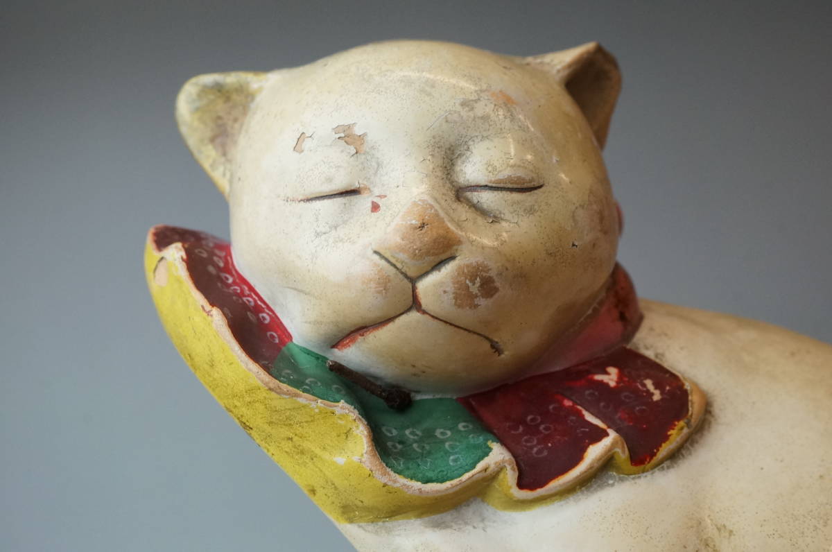 壱■珍品 眠り猫 陶人形 春画 眠猫 置物 艶人形 幅17.8cm 枕絵 隠絵 艶絵 博多人形 浮世絵 裏絵 風俗画 郷土玩具■_画像6