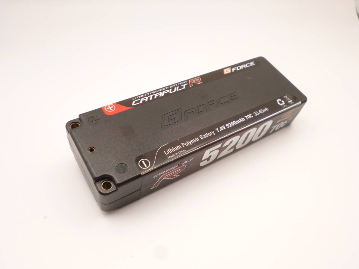 ■G FORCE(Gフォース)①★ 美品！リポ(LiPo) [ CATAPULT R (カタパルトR) 2セル 7.4V 5200mAh 70C ] コード付 ★特性上ジャンク品扱い■_画像2