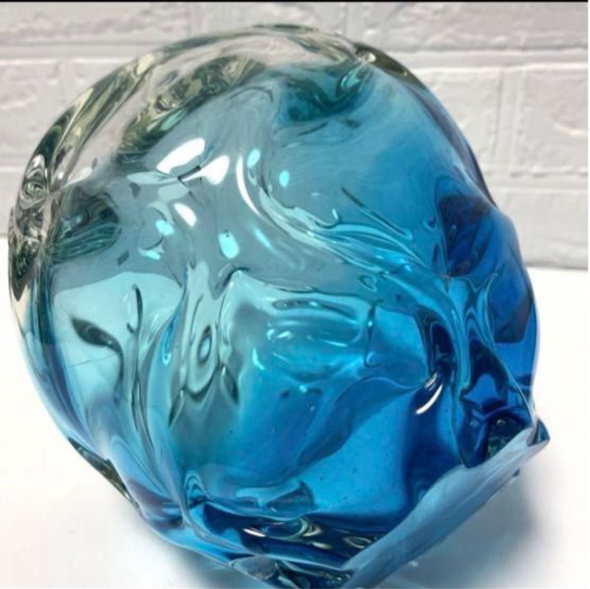 ART GLASS ガラス　花瓶　ブルー　フラワーベース オブジェ インテリア ガラス 花器