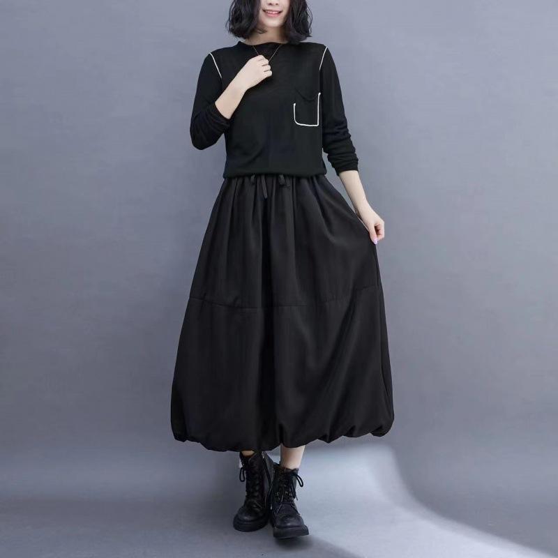 ゆったり ロング バルーン スカート XL 黒 フレア マキシ丈 ブラック_画像2