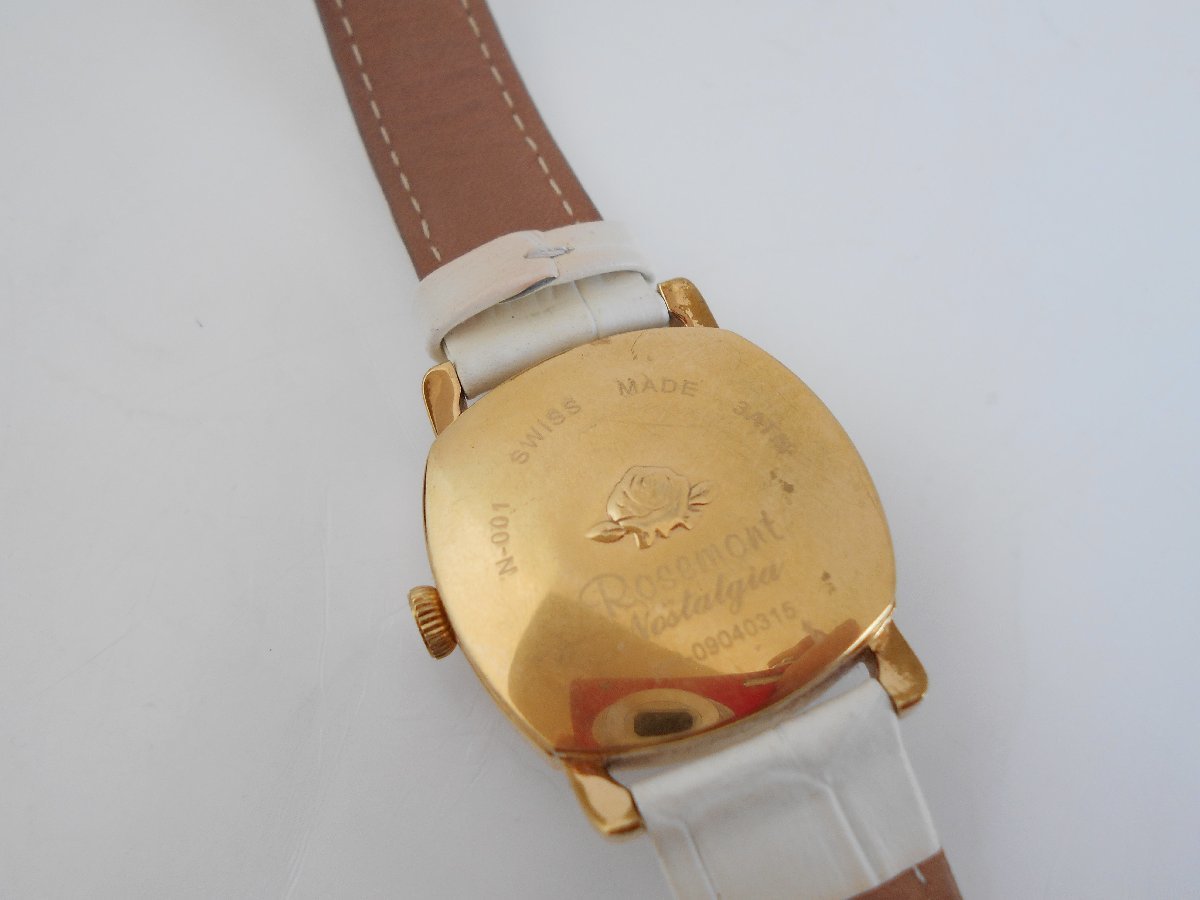○Rosemont ロゼモン nostalgia N-001 腕時計 アナログ ブラック スイス製 レディース ホワイトレザー_画像4