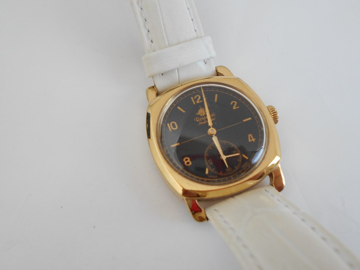 ○Rosemont ロゼモン nostalgia N-001 腕時計 アナログ ブラック スイス製 レディース ホワイトレザー_画像3