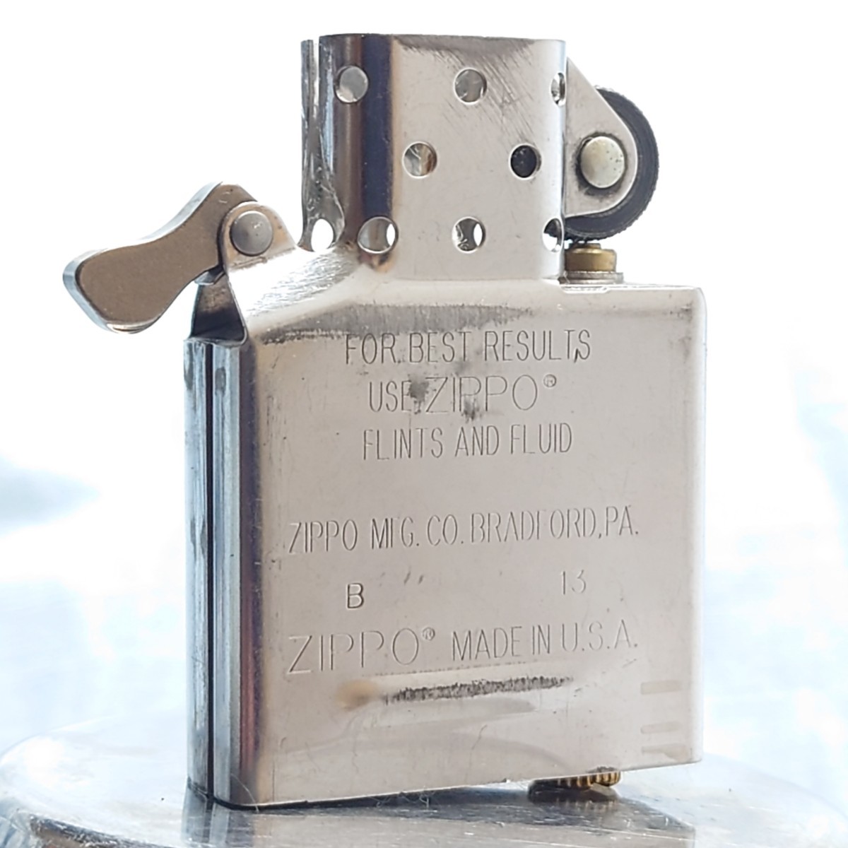 1111円～ ZIPPO Armor 美品 アーマー センターマーク グロテスクスカル ジッポ ジッポー オイルライター USA SILVER Color ドクロ Skull_画像7