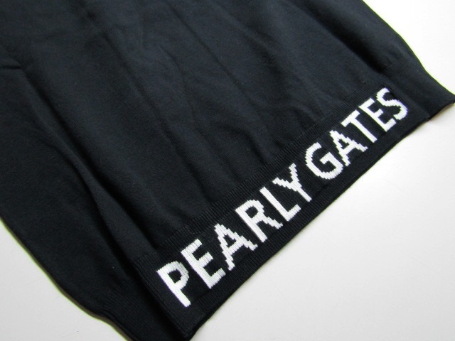 ◆(0532274091)高級!PEARLY GATESパーリーゲイツ\19800ロゴ編み込みエンブレムタートルネックセーター(5)ブラック/新品◆_画像3