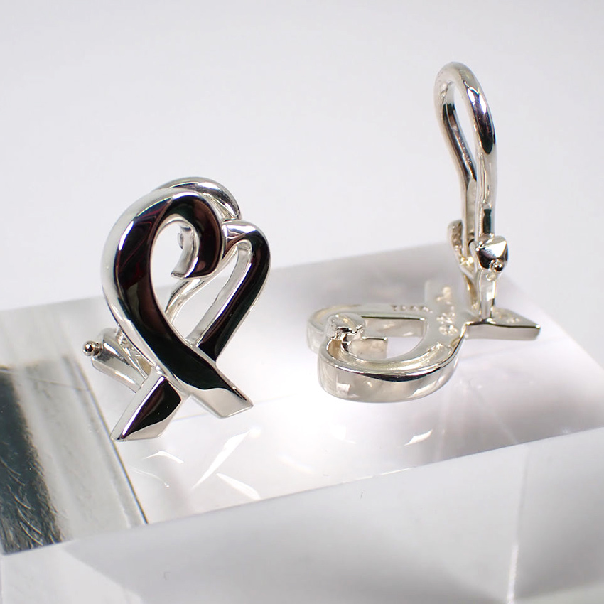 [ used ]TIFFANY/ Tiffany 925 rubbing Heart earrings [g209-33]