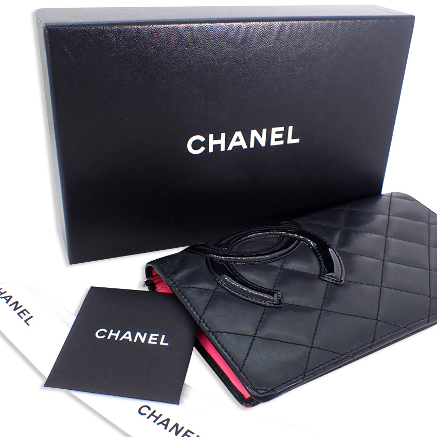 【中古】CHANEL/シャネル キャビアスキン 5番台 ブラック 長財布[b30-55］_画像1