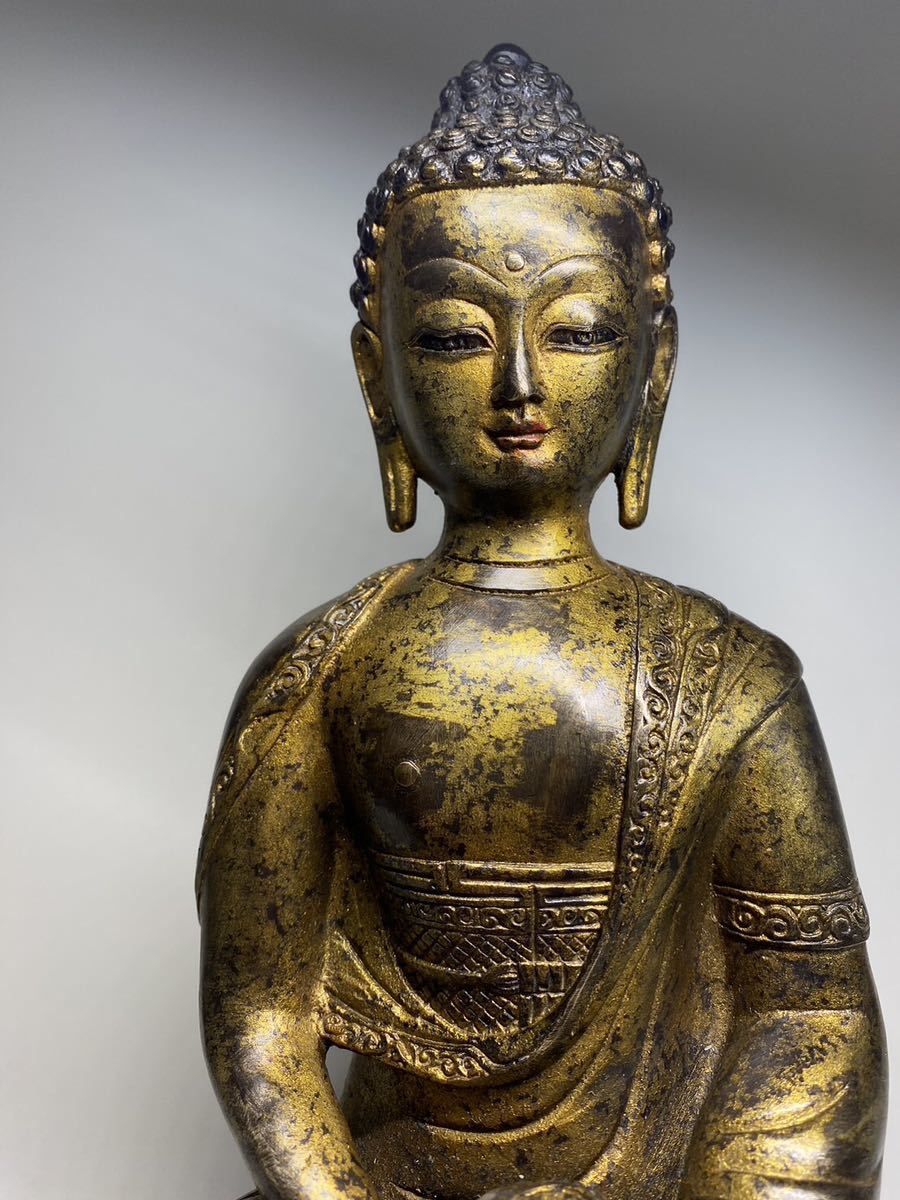 N95 京都買取品 仏教美術 大明宣徳年製 銅製 観音坐像仏教(検索:仏教 