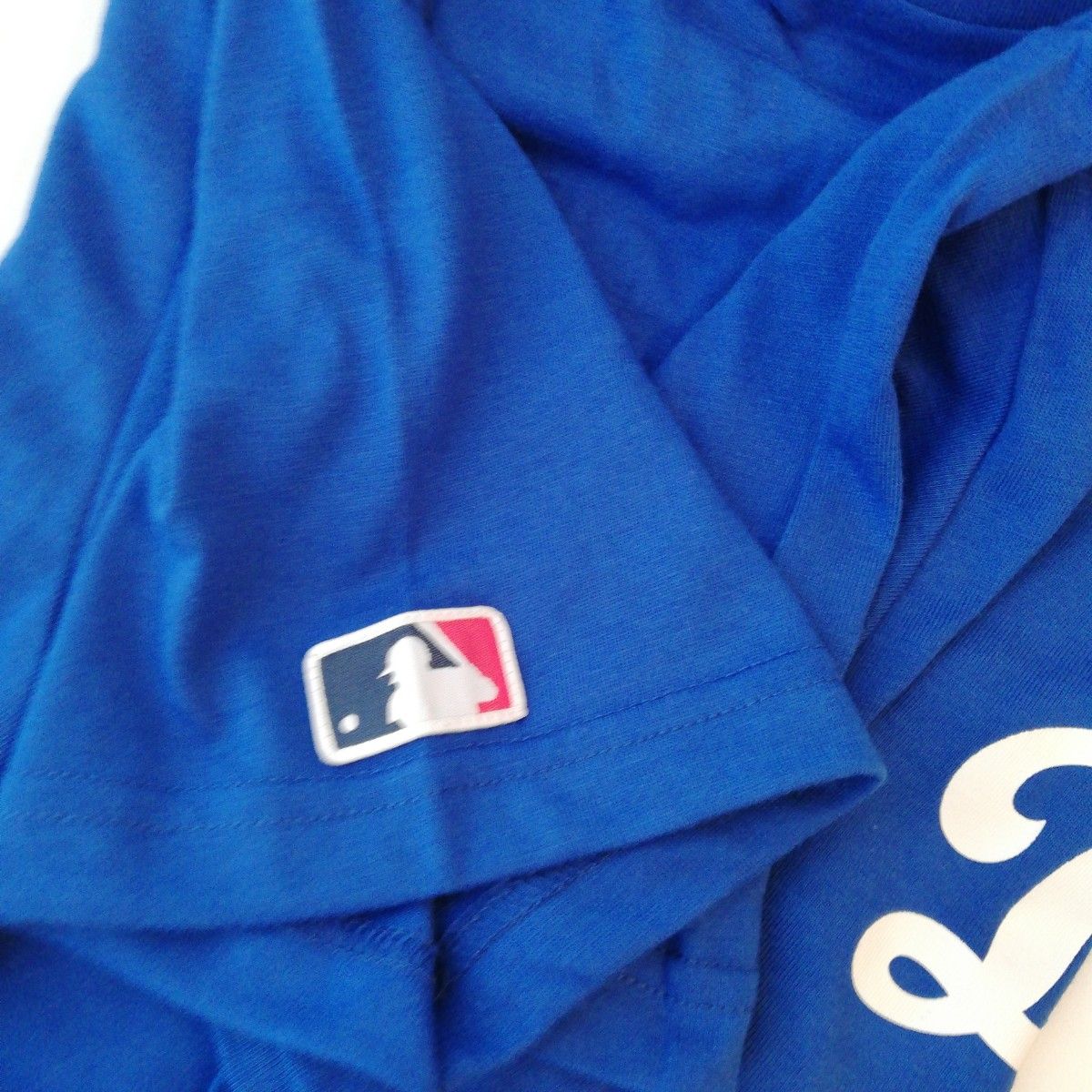 MLB　ドジャース　Tシャツ　公式　公式グッズ　ブルー　青　大谷翔平　刺繍　ロゴ　 半袖　 シャツ　青色　ロゴT