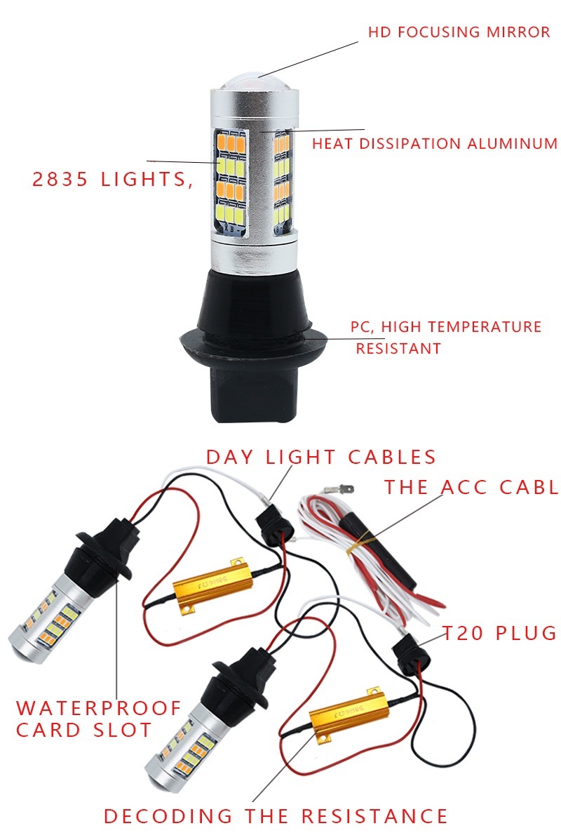 T20 LED 42連　ウィンカー ポジション キット 白/橙 アンバー/ホワイト　ハイフラ防止抵抗付_画像3