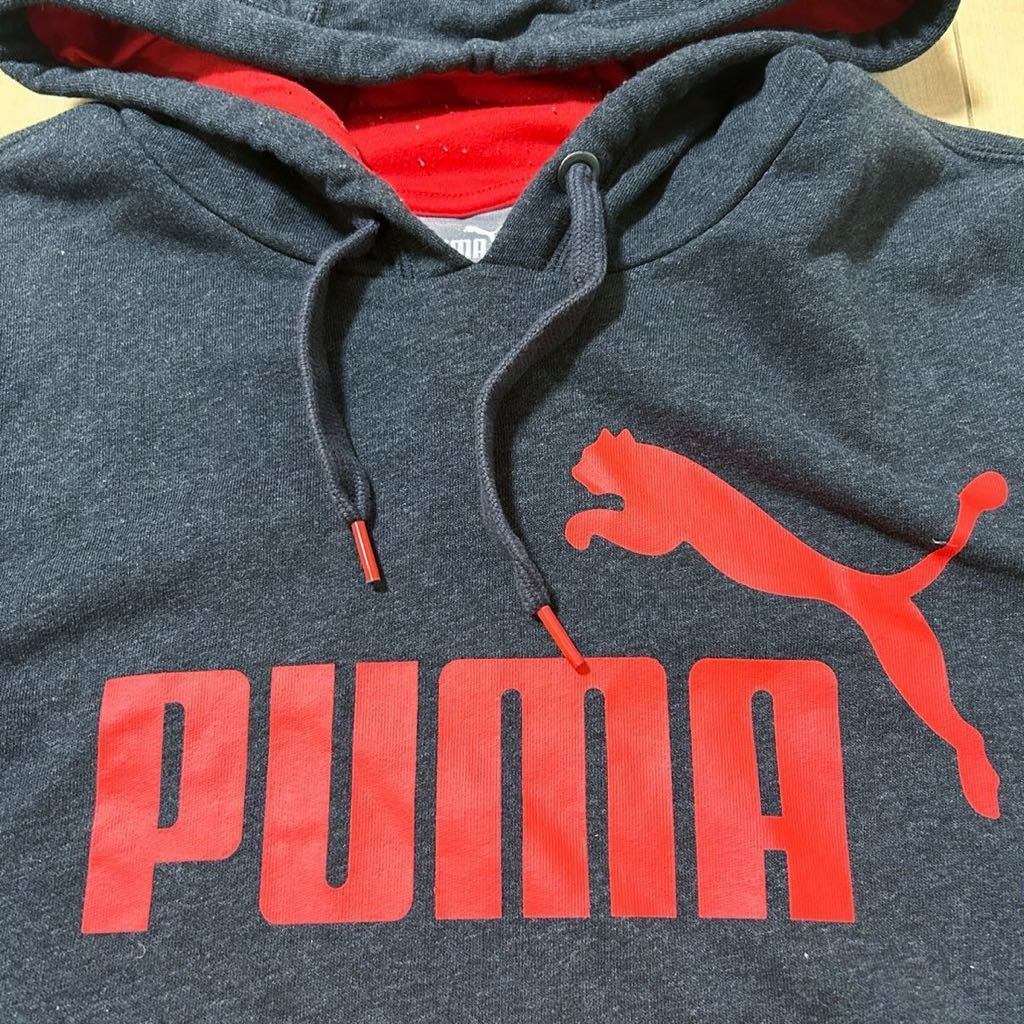 良品　PUMA　プーマ　ビッグプリント　プルオーバーパーカー　スウェットパーカー　フーディ　Hoodie　メンズ　Mサイズ　ダークグレー_画像4