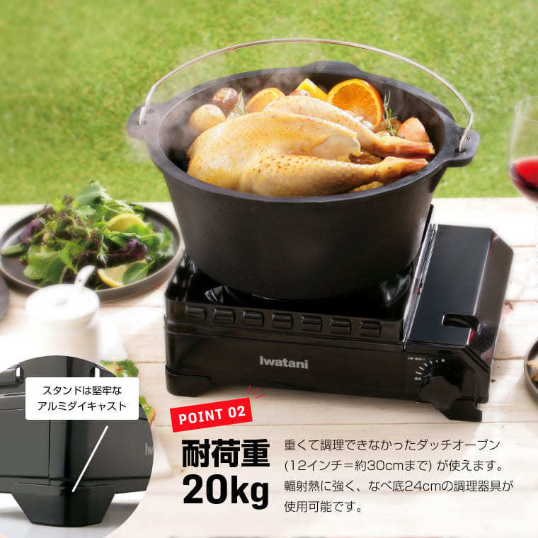 イワタニ タフまる カセットコンロ アウトドア CB-ODX-1 ブラック ケース付き 焼肉プレート 網焼きプレート ガスボンベ 3本セット_画像5