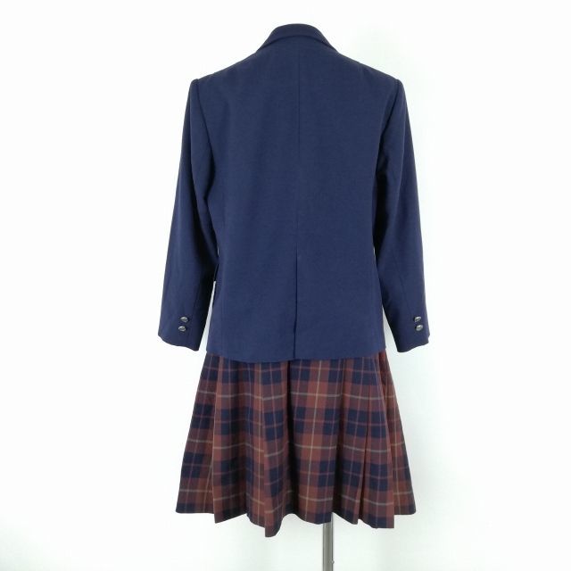 1円 ブレザー チェックスカート 上下2点セット 冬物 女子 学生服 熊本東稜高校 紺 コシノヒロコ 制服 中古 ランクB EY0180_画像2