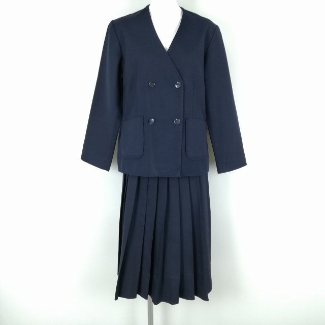 1円 イートン スカート 上下2点セット 165A 冬物 女子 学生服 中学 高校 紺 制服 中古 ランクC EY1100_画像1