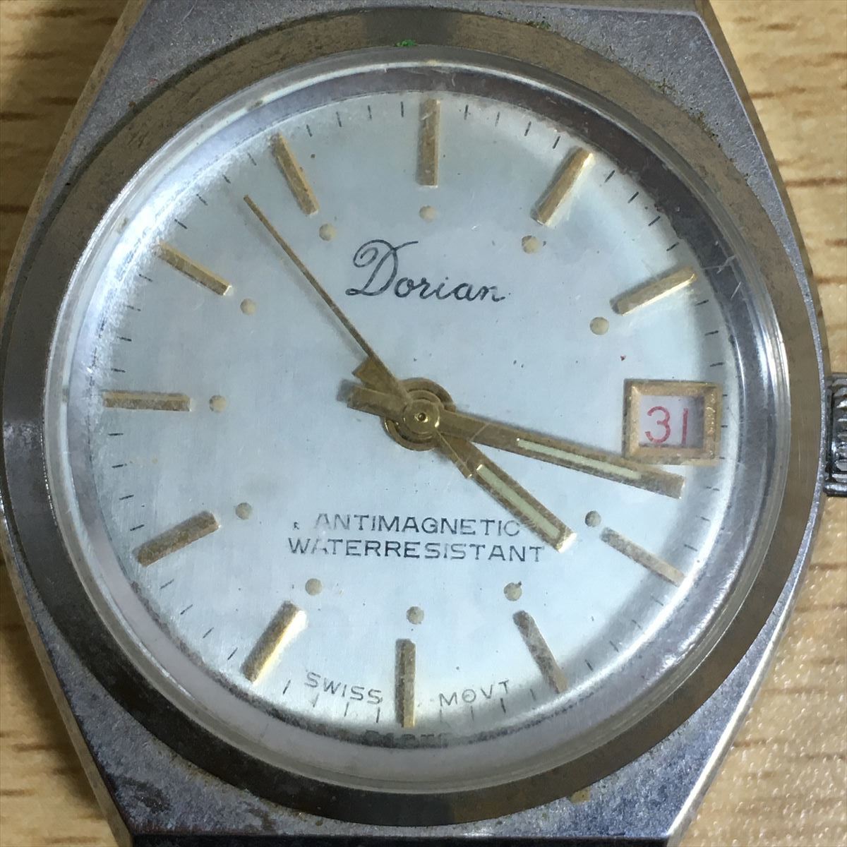Dorian ドリアン ANTIMAGNETIC WATERRESISTANT 腕時計 メンズ腕時計 時計 ラウンド デイト 3針 手巻き ステンレス 防水 1 カ 6579_画像2