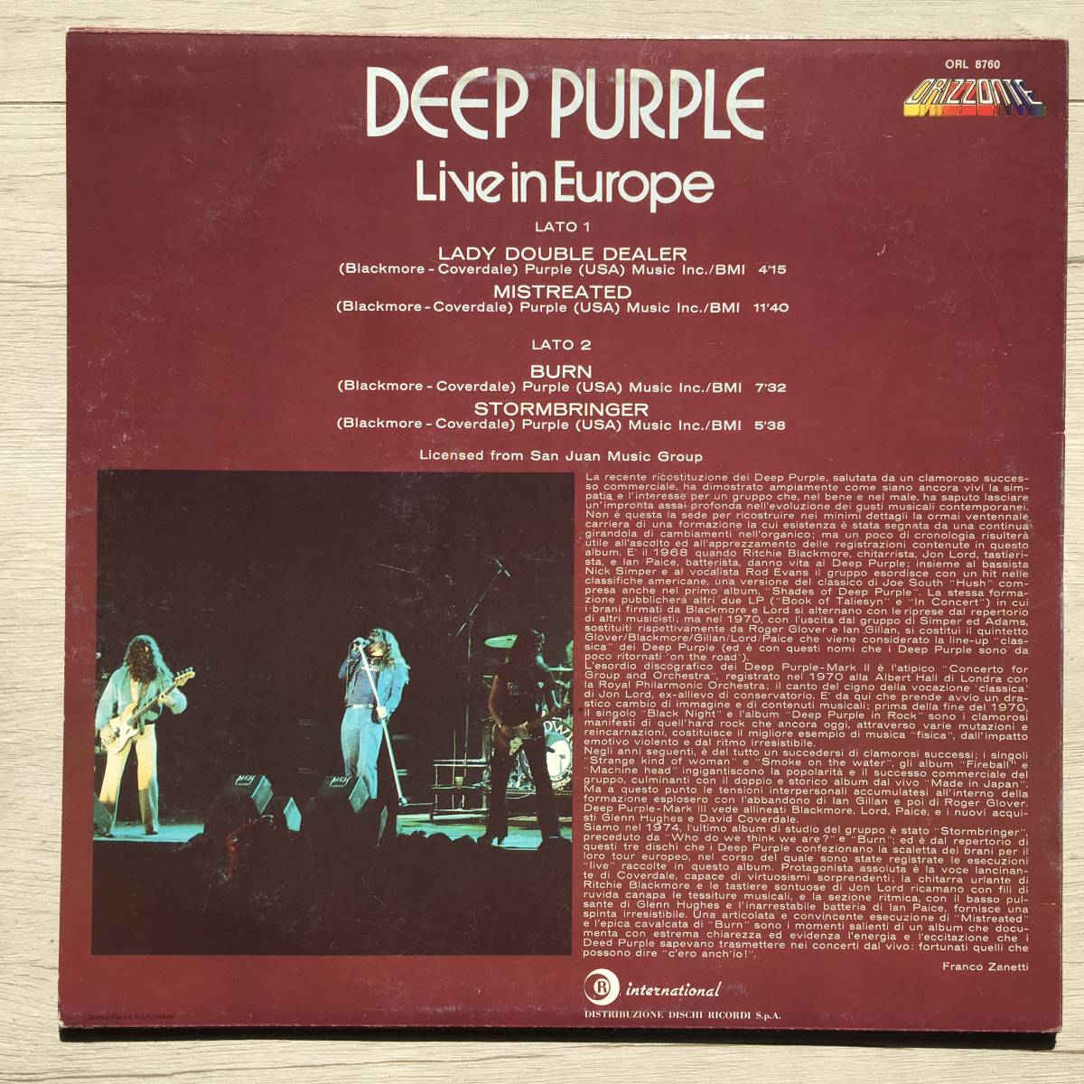 DEEP PURPLE LIVE IN EUROPE イタリア盤_画像2