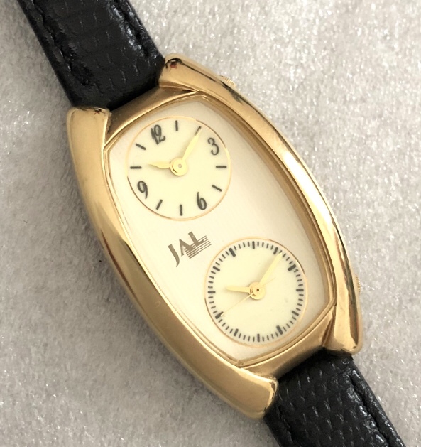 JAL оригинал DUAL TIME часы Japan Air Lines часы работа Gold цвет авиация предприятие предмет Novelty - нравится тоже twin время 