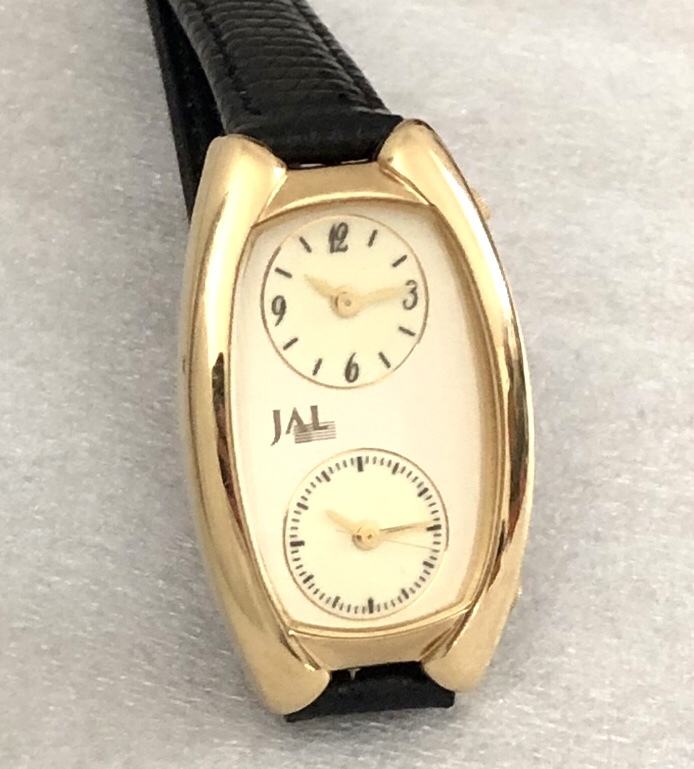 JAL оригинал DUAL TIME часы Japan Air Lines часы работа Gold цвет авиация предприятие предмет Novelty - нравится тоже twin время 
