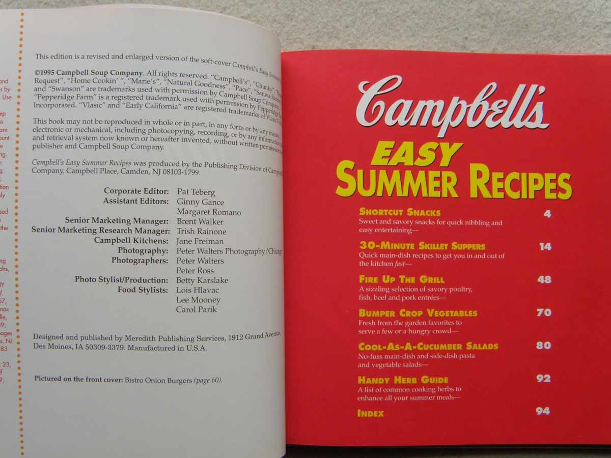 洋書 Campbell's Easy Summer Recipes キャンベルスープ レシピの画像4