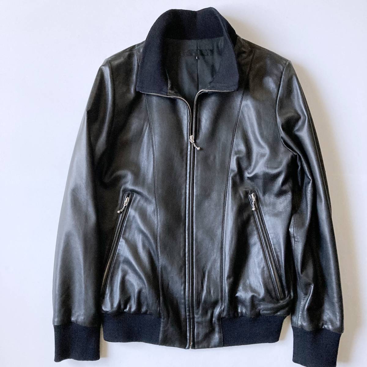 AMERICAN RAG CIE LEATHER RIDERS JACKET アメリカンラグシー 黒 羊革 1 スタンドリブジップアップジャケット ラムレザー ライダース