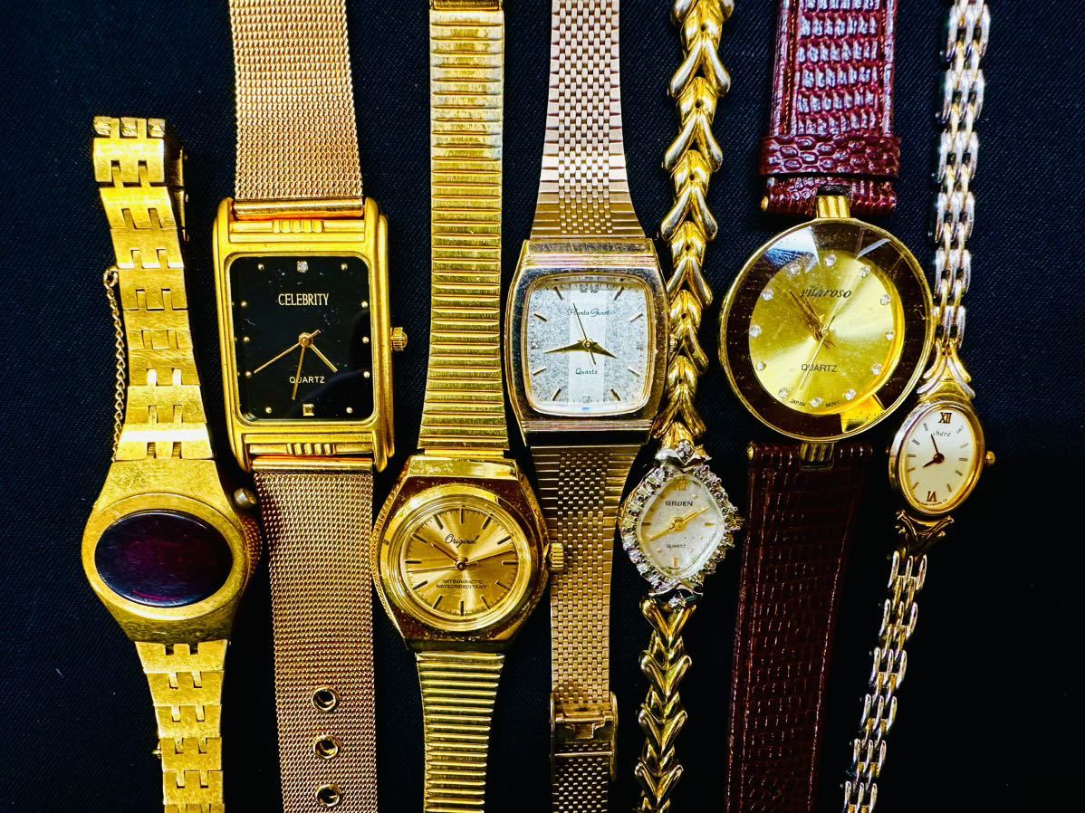 腕時計 100点 個 セット 大量 ゴールドカラー メンズ レディース SEIKO renoma ELGIN CITIZEN ORIENT 等 まとめて ジャンク品 おまとめA19_画像7