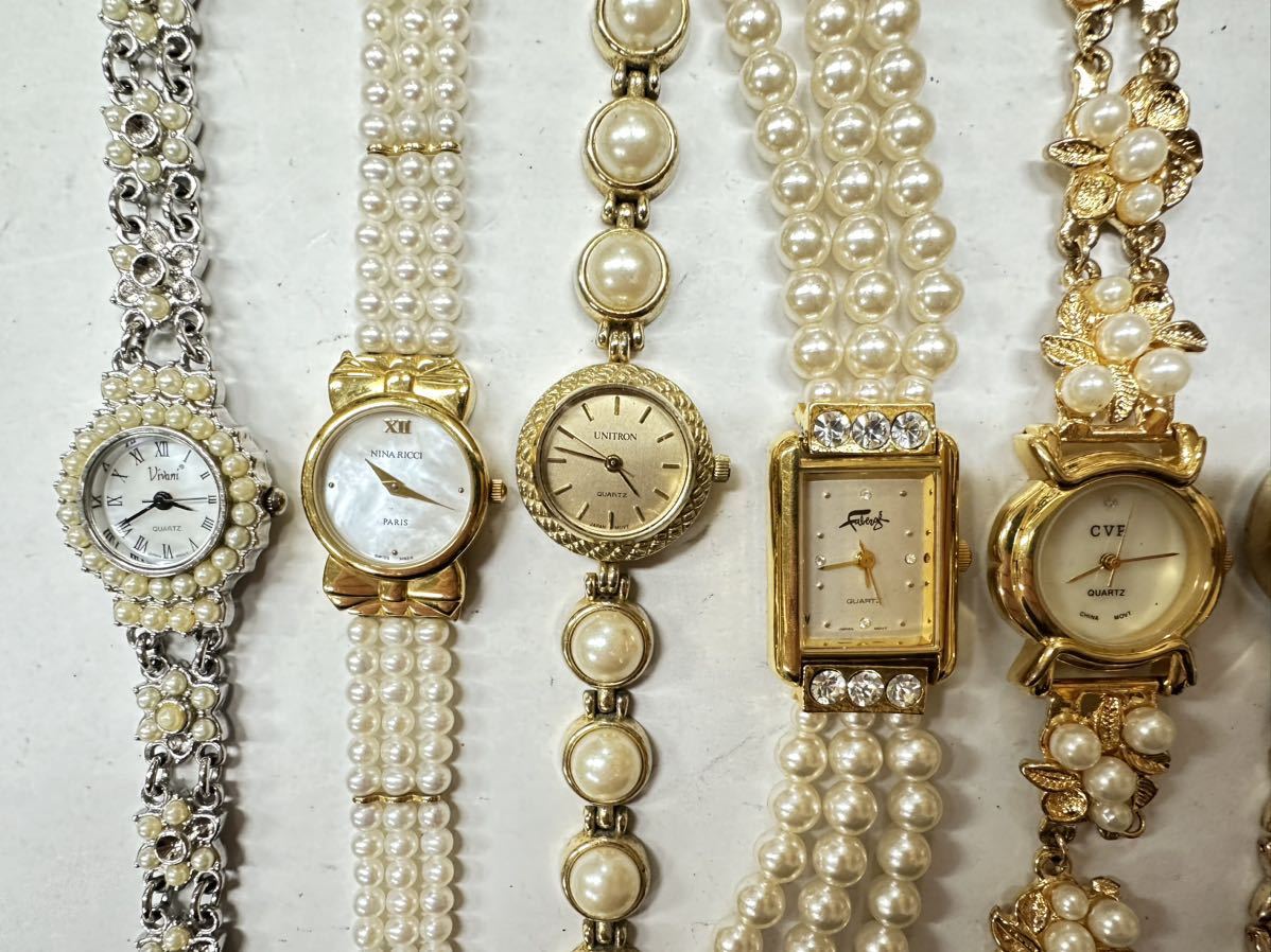 真珠系 パールタイプバンド 20個 点 個 宝石宝飾ストーン アクセサリー まとめて レディース 腕時計 大量 セット 599g ジャンク A43_画像5