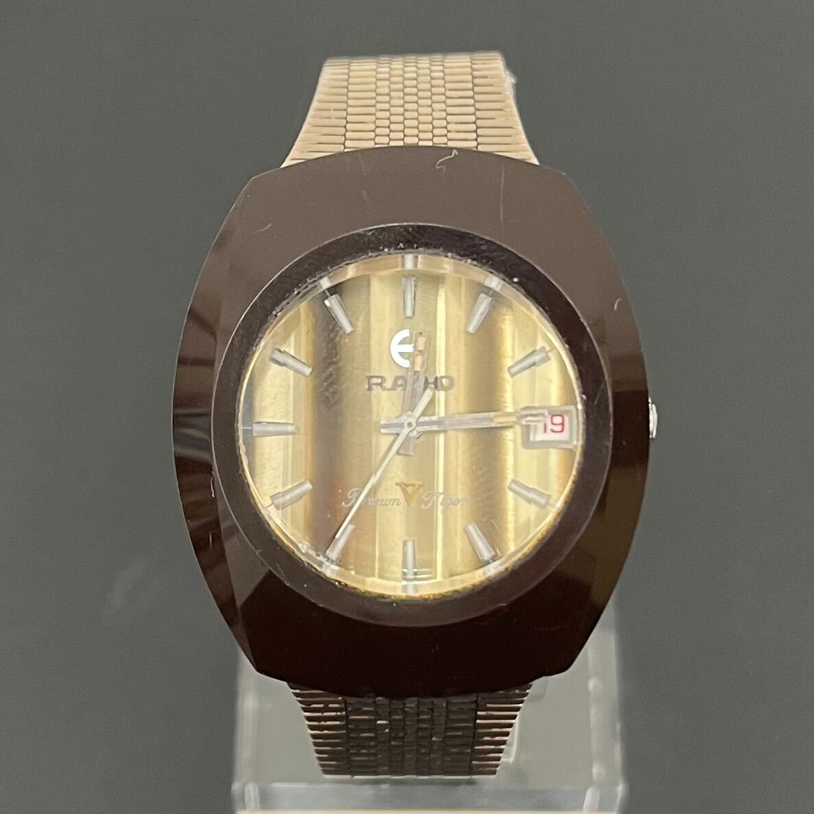 中古品 RADO ラドー Brown Tiger ブラウン タイガー デイト カットガラス 自動巻き 腕時計 稼働品 社外ベルト 【4313】_画像2