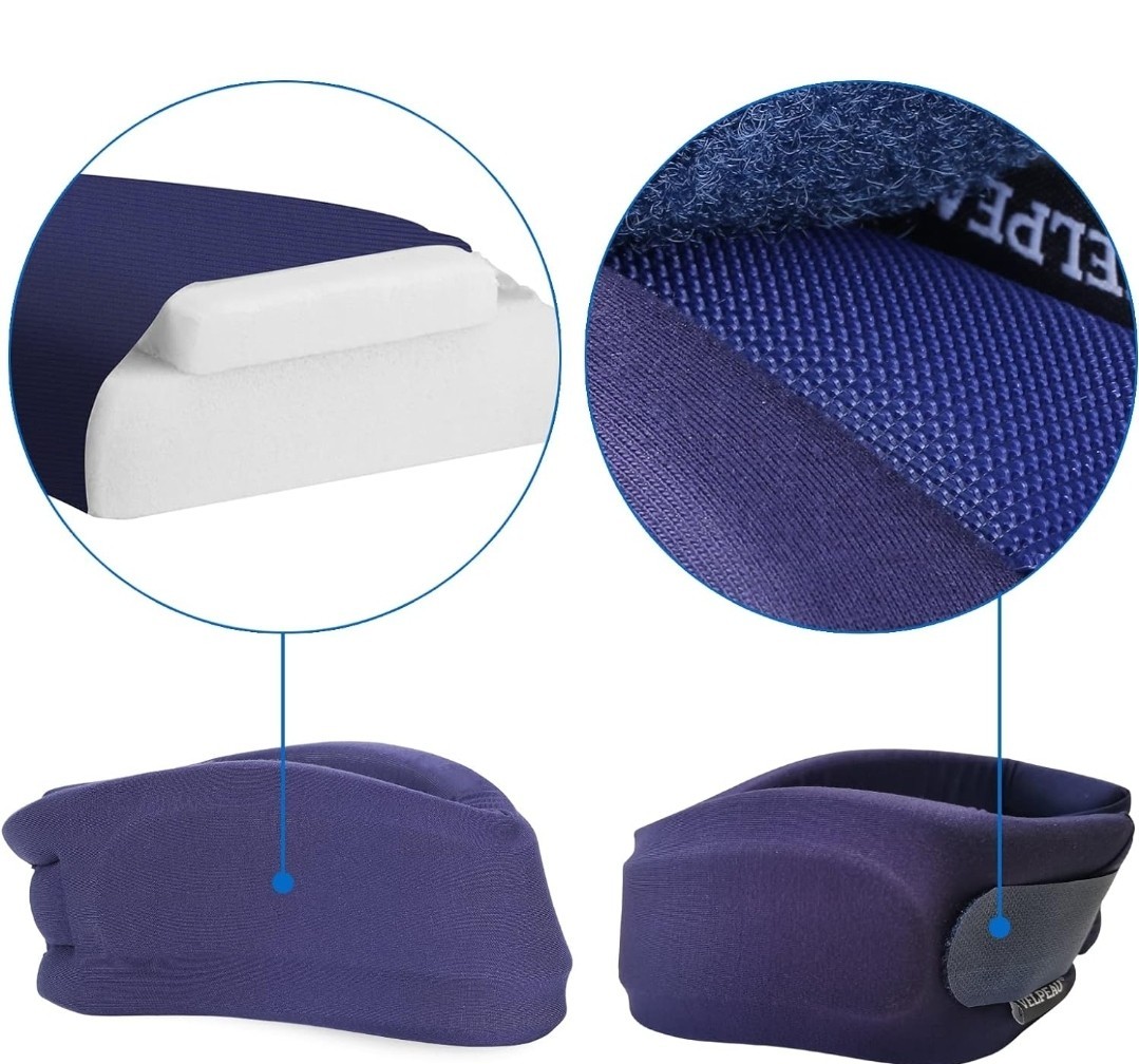 VELPEAU 首 頸椎 ネックサポーター コルセット カラー ソフト 首枕 保護 固定感 就寝 家庭 仕事 （強化バージョン、ブルー、X-Large）_画像5