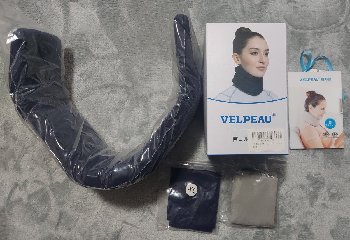 VELPEAU 首 頸椎 ネックサポーター コルセット カラー ソフト 首枕 保護 固定感 就寝 家庭 仕事 （強化バージョン、ブルー、X-Large）_画像8