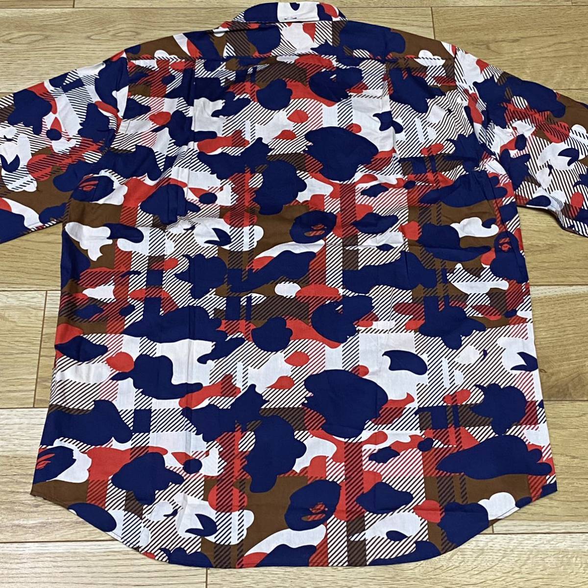 希少☆A BATHING APE エイプ レッド カモフラ シャツ 総柄 迷彩_画像7