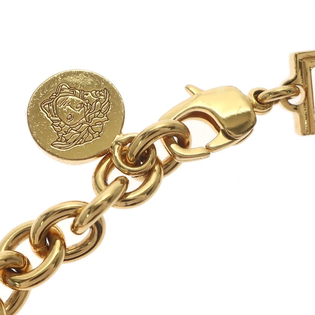 1円スタート 美品 VERSACE ヴェルサーチ グレカ チェーン ブレスレット メデューサ ロゴ ゴールド メンズ レディース アクセサリー_画像4