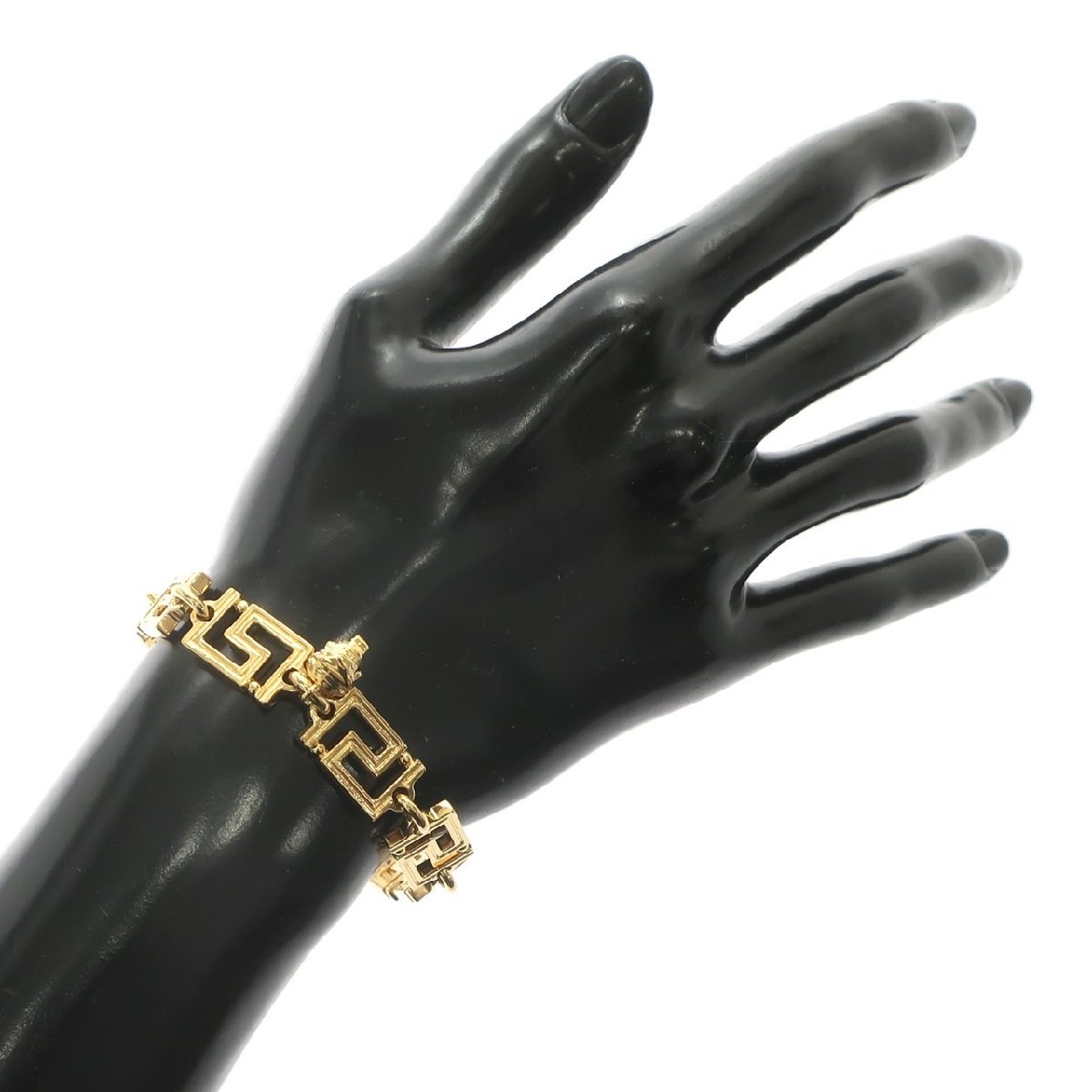 1円スタート 美品 VERSACE ヴェルサーチ グレカ チェーン ブレスレット メデューサ ロゴ ゴールド メンズ レディース アクセサリー_画像7