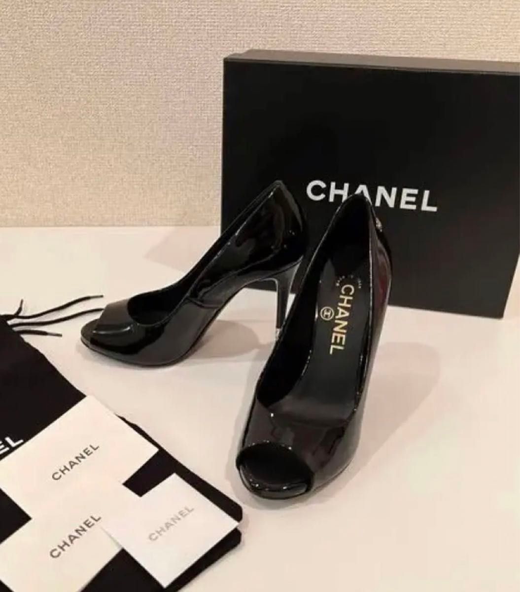 パンプス　CHANEL シャネル　靴　ミュール　レディース　ハイヒール　ピンヒール　パール　パテント