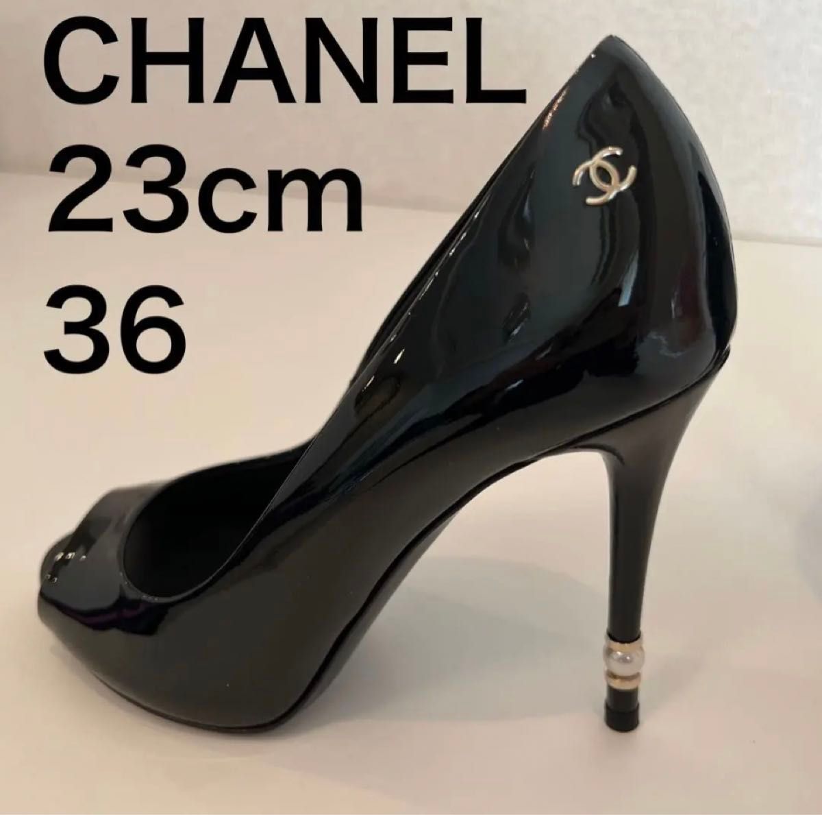 パンプス　CHANEL シャネル　靴　ミュール　レディース　ハイヒール　ピンヒール　パール　パテント