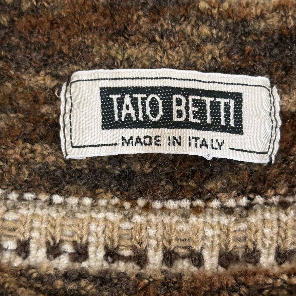 【美品】TATO BETTI★クルーネックセーター メンズLサイズ相当 ブラウン 茶系 イタリア製 長袖 ニットセーター_画像3