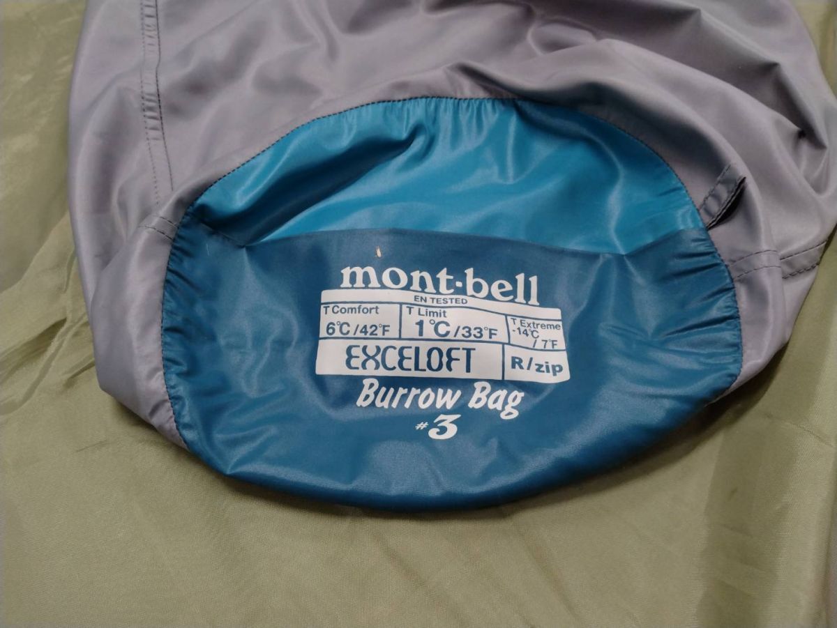 mont-bell モンベル バロウバッグ#3 シュラフ 1121273 寝袋 3シーズン 軽量 登山 キャンプ 非常時 災害時 中古　mc03019394_画像3