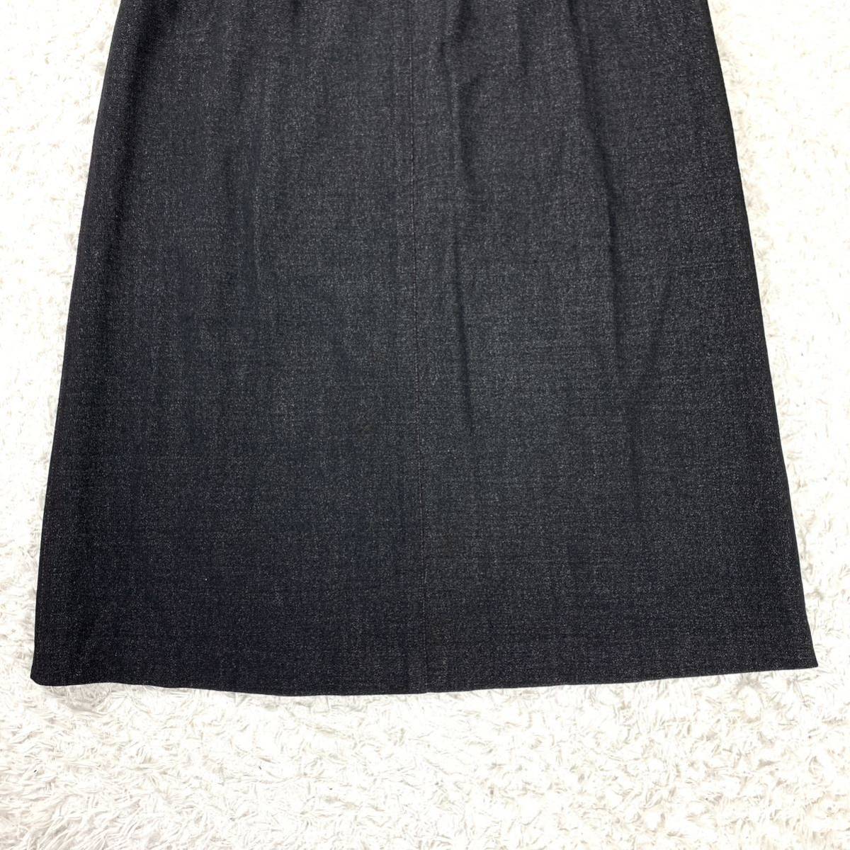 Leilian レリアン ロングスカート ダークグレー ブラック 黒 ウール混 大きいサイズ 17＋ YA5714_画像3