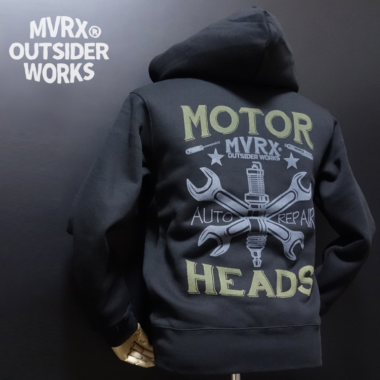 MVRX 極厚 10oz スウェット ジップアップ パーカー XXL メンズ ブランド 裏起毛 MOTORHEADSモデル 黒 ブラック_画像9