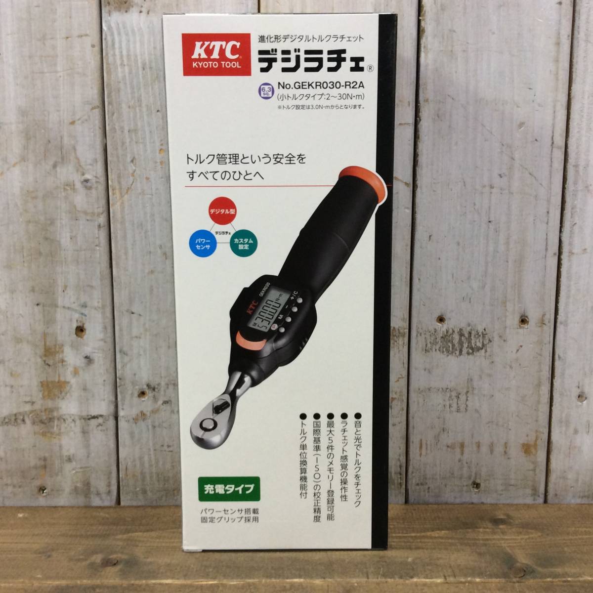 【AH-04201】新品未使用品 KTC 6.3sq.デジラチェ ラチェットヘッド 充電式 小トルクタイプ 2～30Nm GEKR030-R2Aの画像1