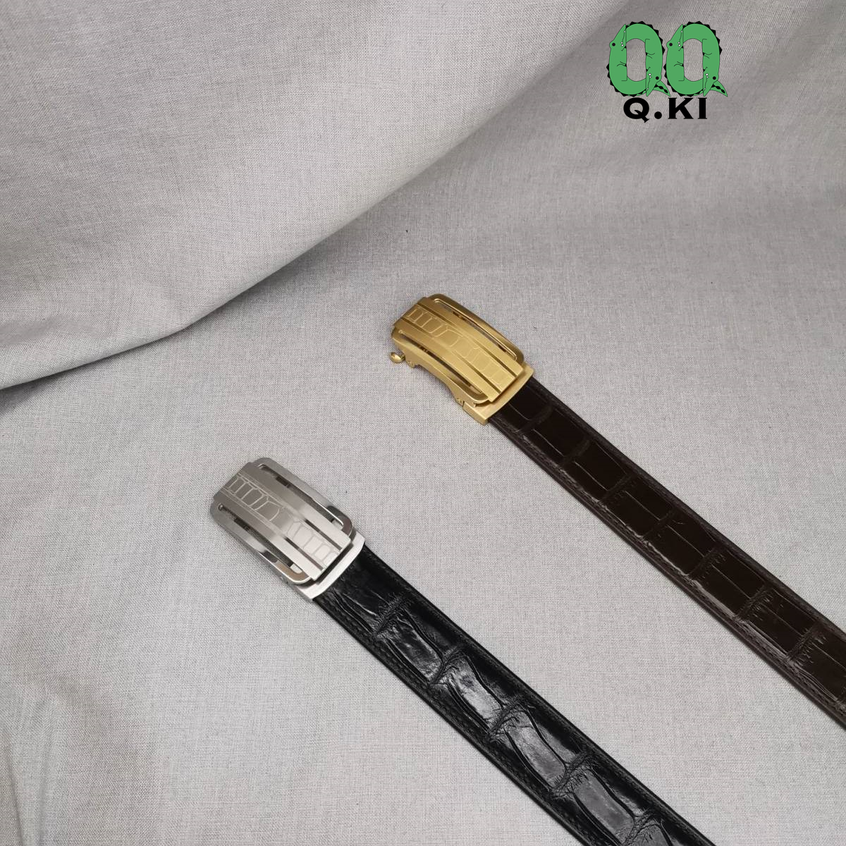 クロコダイル メンズベルト ワニ革本物保証 腹革使用 メンズ 本革 レザーベルト ゴールド色バックル付き 黒 巾3.5cm_画像5