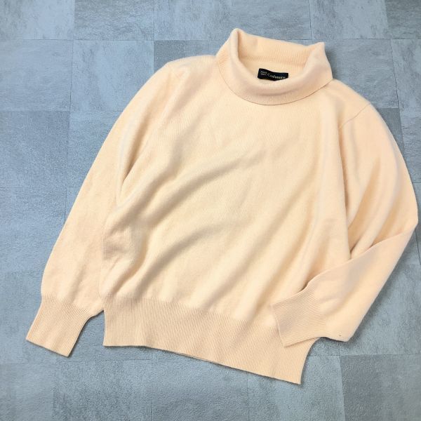 【高級感溢れるカシミヤ 100％】極美品 cashmere カシミアニット セーター タートルネック レディース ベージュLサイズ 滑らか着心地_画像1