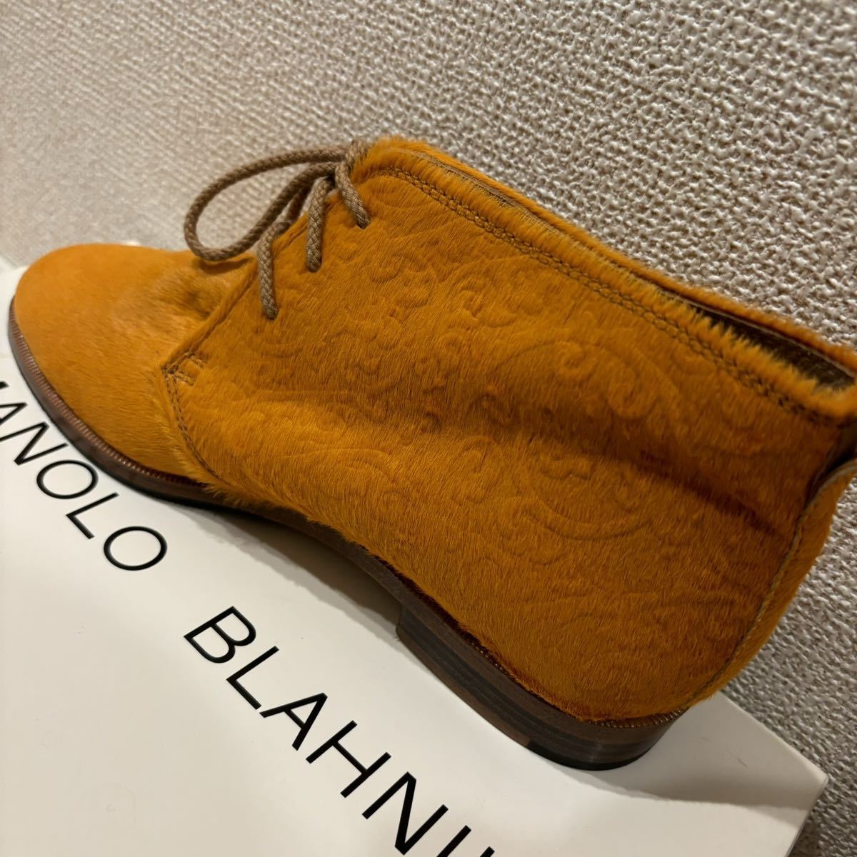 未使用 マノロブラニク MANOLO BLAHNIKブーツ デザートブーツ ショートブーツ 靴 ブラウン オレンジ 22cm