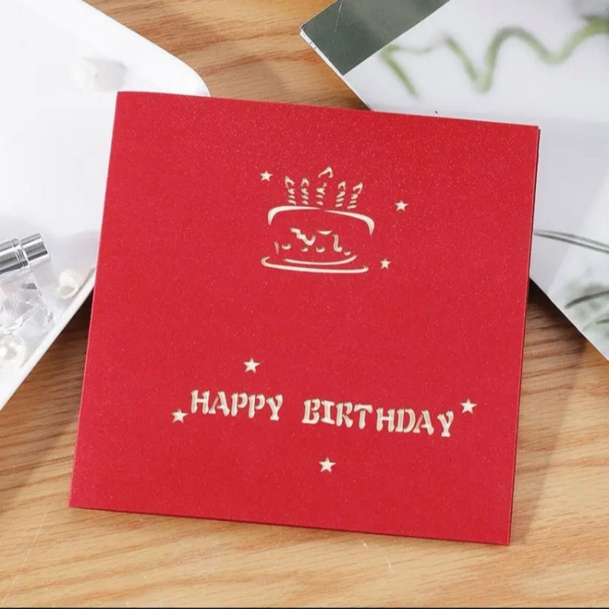 【訳あり】お誕生日カード　ポップアップ 立体ケーキ 封筒付
