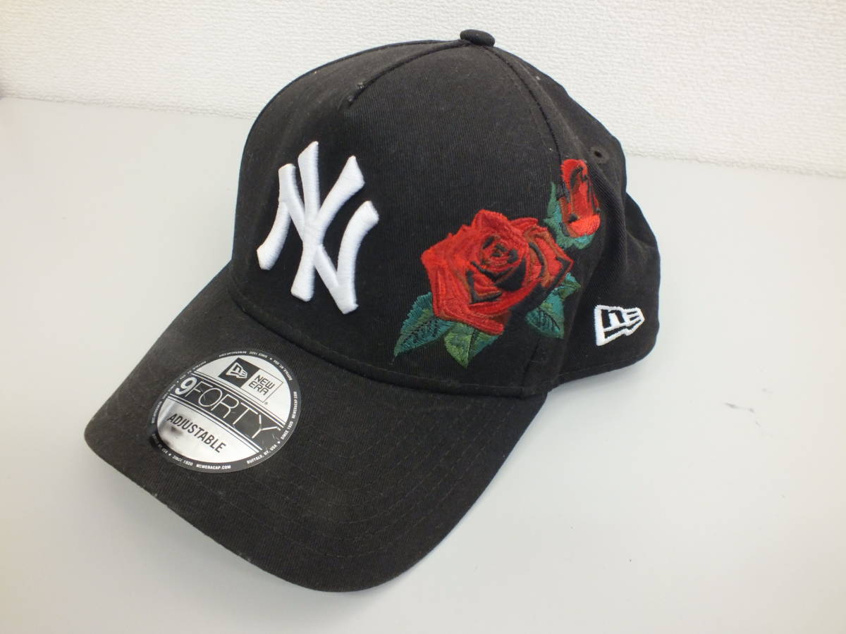 NEW ERA ニューエラ 9FORTY キャップ 帽子 ブラック ローズ バラ 薔薇 花柄 激安1円スタート_画像1