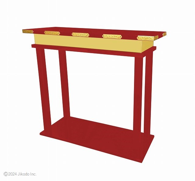 寺院仏具】朱塗り 慈光型の立焼香机(背高タイプ)金具付 前 寺院仏具】朱塗り 慈光型の立焼香机(背高タイプ)金具付 前