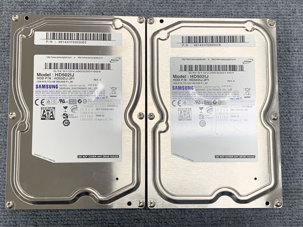 SAMSUNG SATA 3.5インチHDD HD 502IJ  500GB 動作確認済 2個