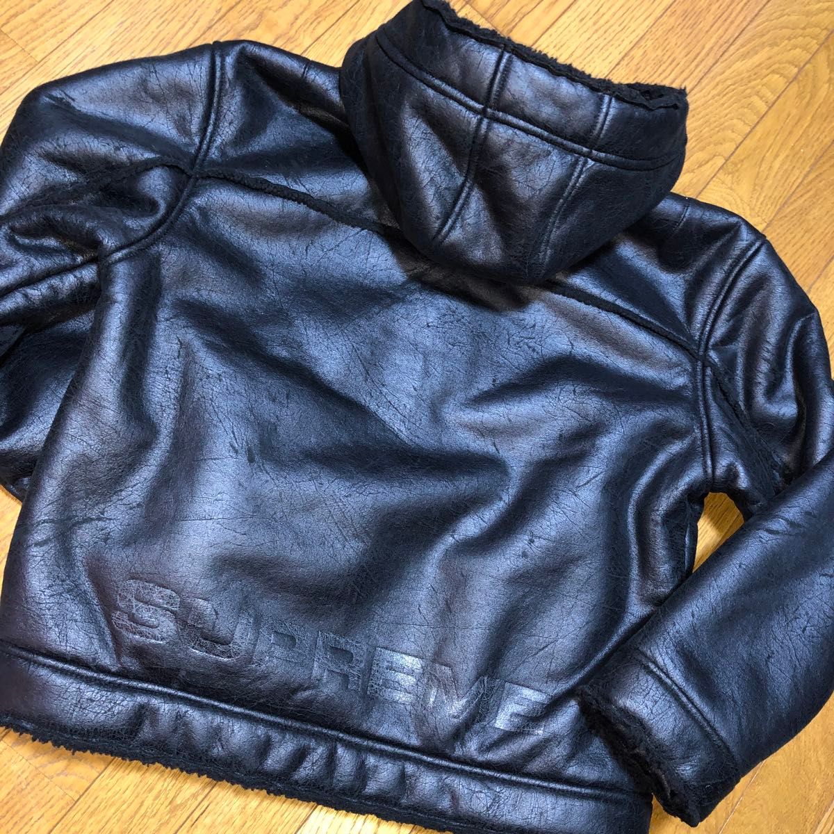 supreme faux shearling hooded jacket M フェイクレザー supreme faux shearling hooded jacket M フェイクレザー