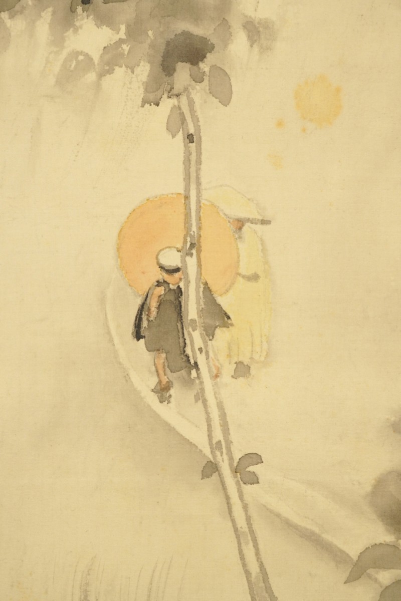 [ genuine work ] hanging scroll [ Ogawa corm sen moss rainy season ] also box two multi-tiered food box Japanese picture house Honda ........ Japan fine art . same person picture 