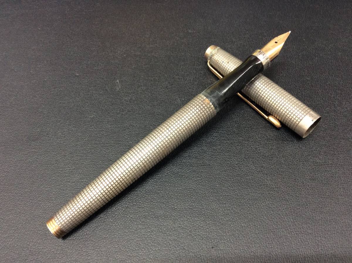 S1220　PARKER パーカー STERLING CAP&BARREL USA 万年筆 ペン先 14K XF スターリング シルバー 筆記用具 筆記未確認_画像1