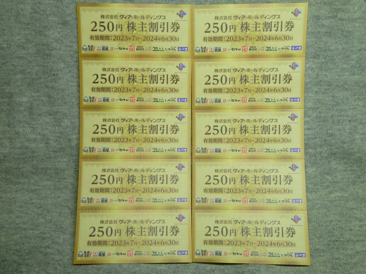 ☆ヴィア・ホールディングス 株主割引券2,500円分(250円ｘ10枚) 【普通郵便送料無料】（2024/6/30まで）_画像1